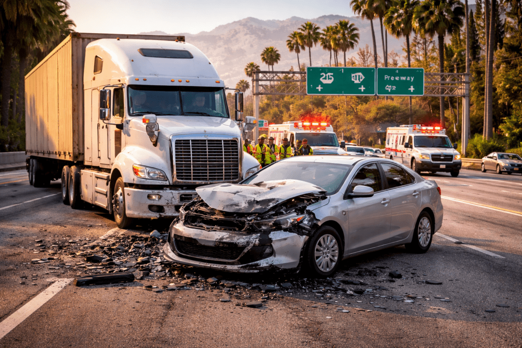 accidente de camión en San Bernardino