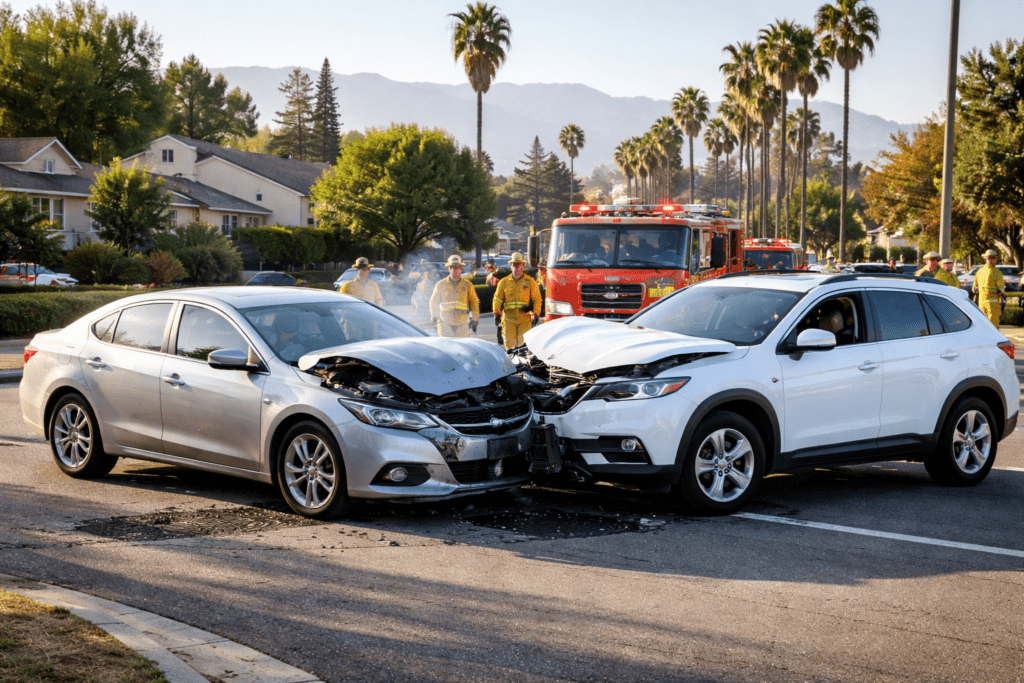 Accidente de auto en Fontana