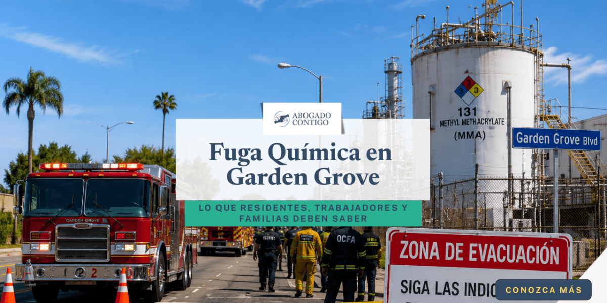 Fuga química en Garden Grove con evacuaciones y respuesta de equipos de emergencia en áreas industriales afectadas