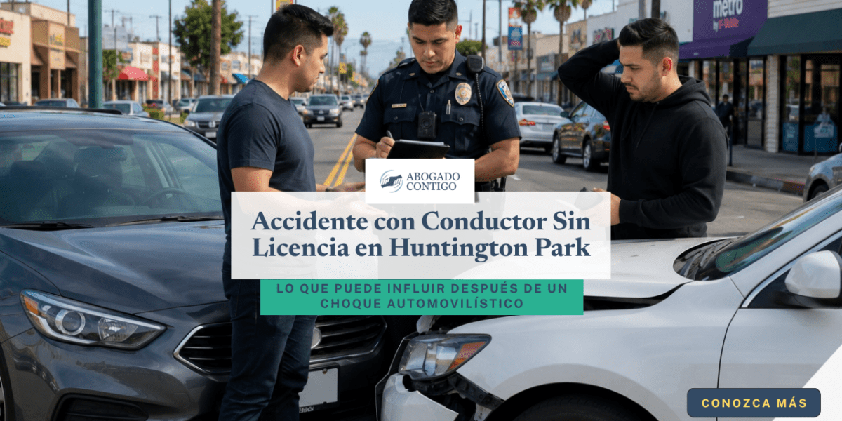 Accidente con conductor sin licencia en Huntington Park involucrando dos vehículos y una investigación en la escena del choque