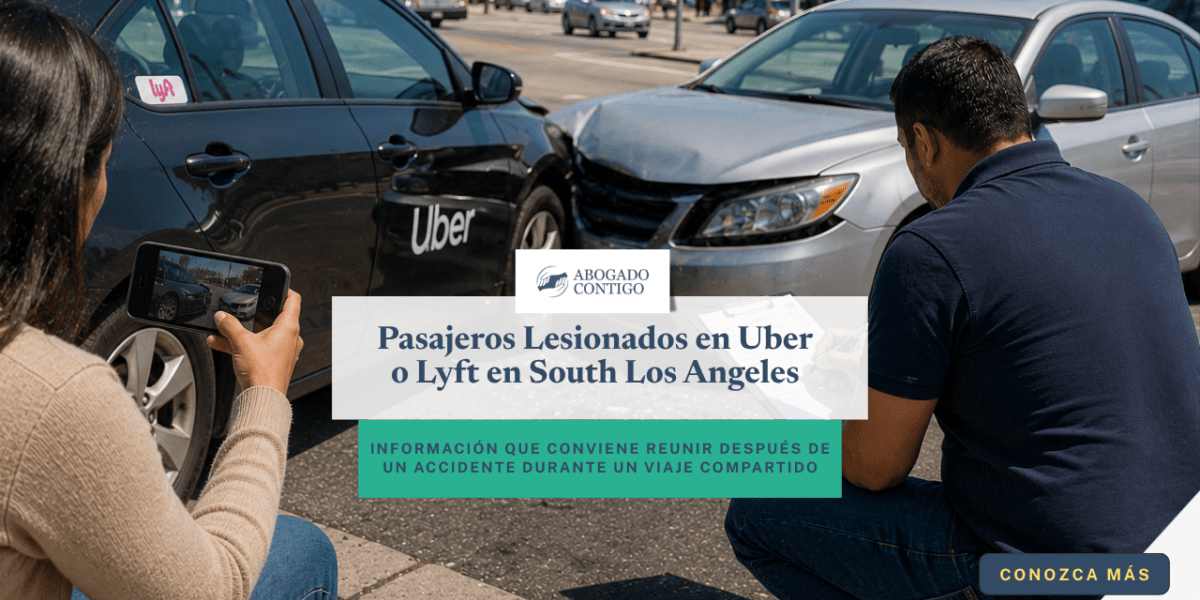 Pasajeros Lesionados en Uber o Lyft en South Los Angeles: Lo Que Debe Saber Después de un Accidente