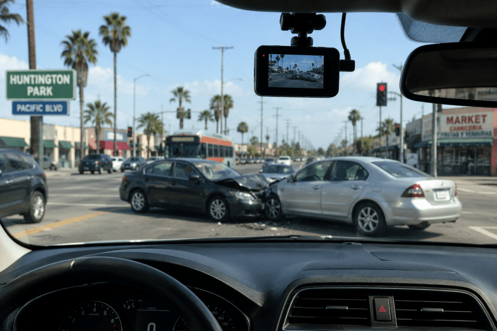 Cómo una Dashcam en Huntington Park Puede Influir en un Reclamo por Accidente 1 Dashcam en Huntington Park después de un accidente de auto